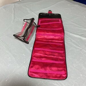 Pink Hanging Jewelry Organizer with Clear Travel Pouch